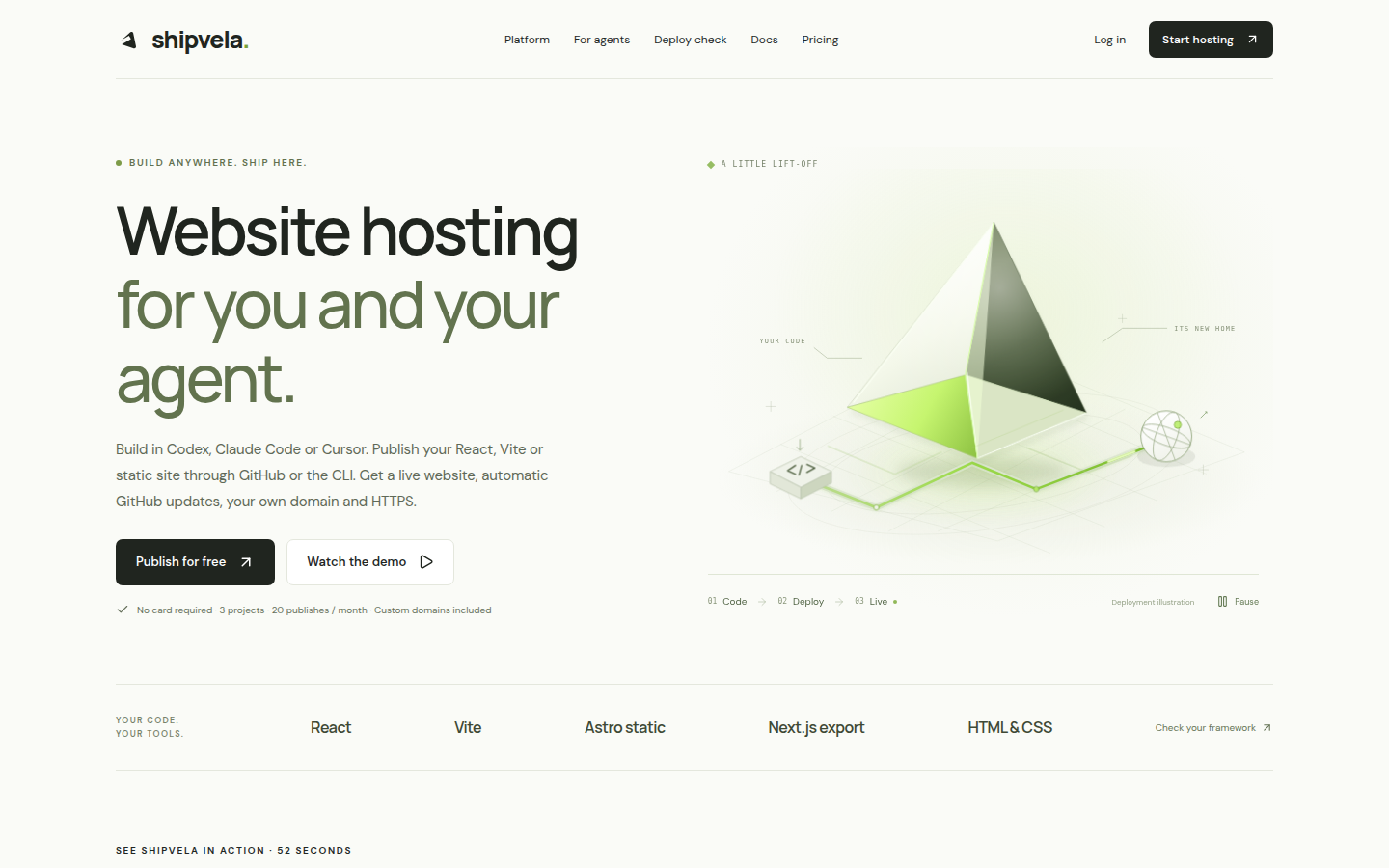 Shipvela landing page