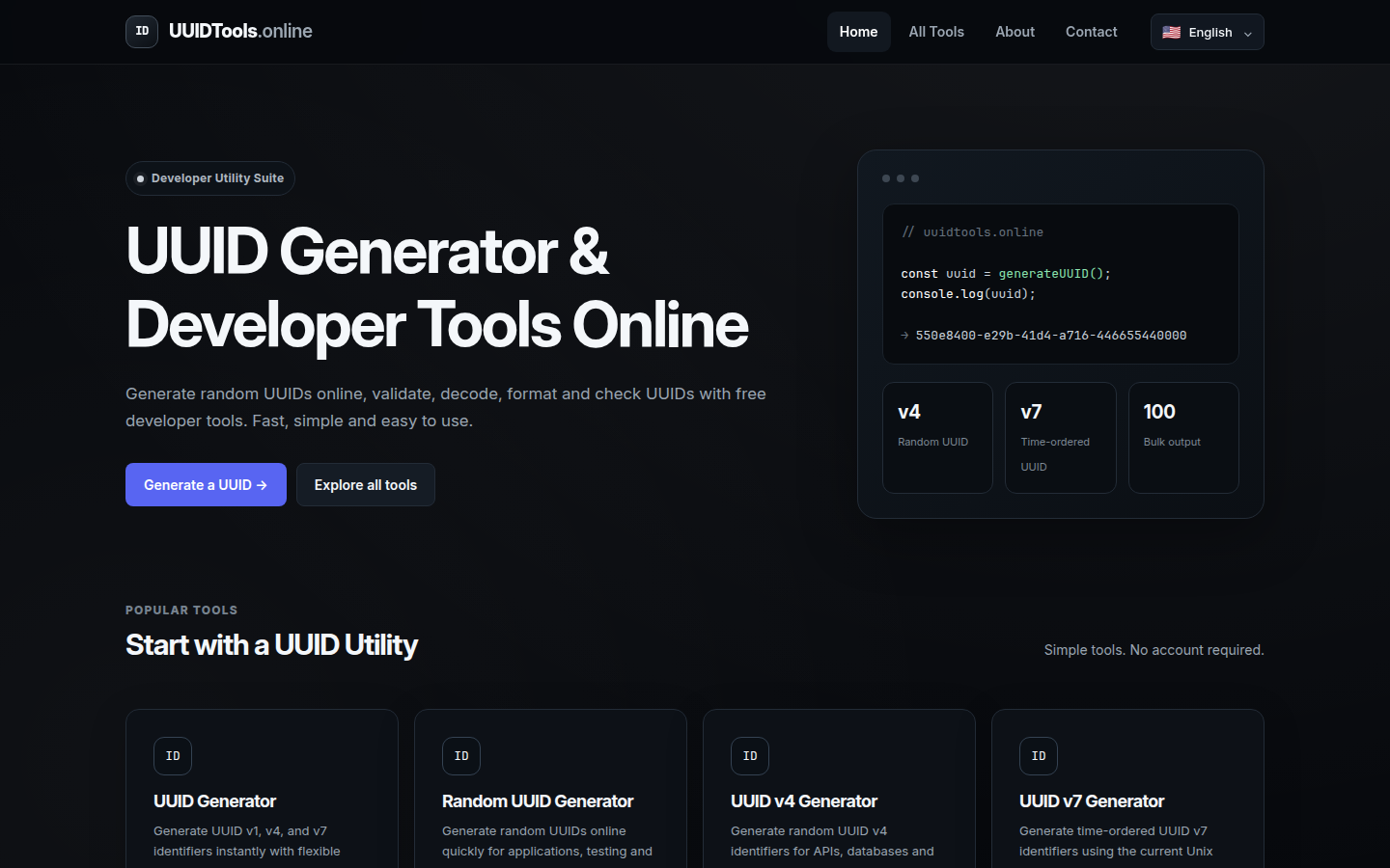 UUIDTools landing page